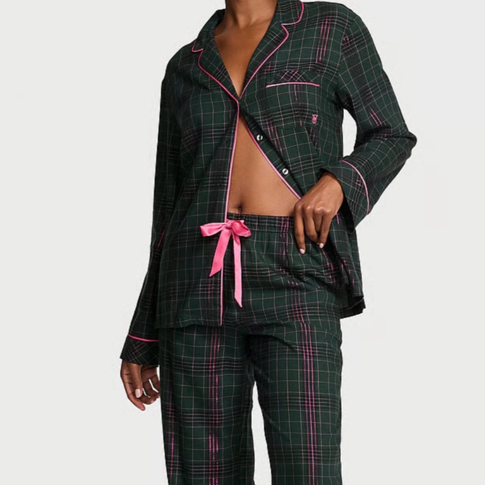 Victoria's Secret Green and Pink Plaid Pajama Set